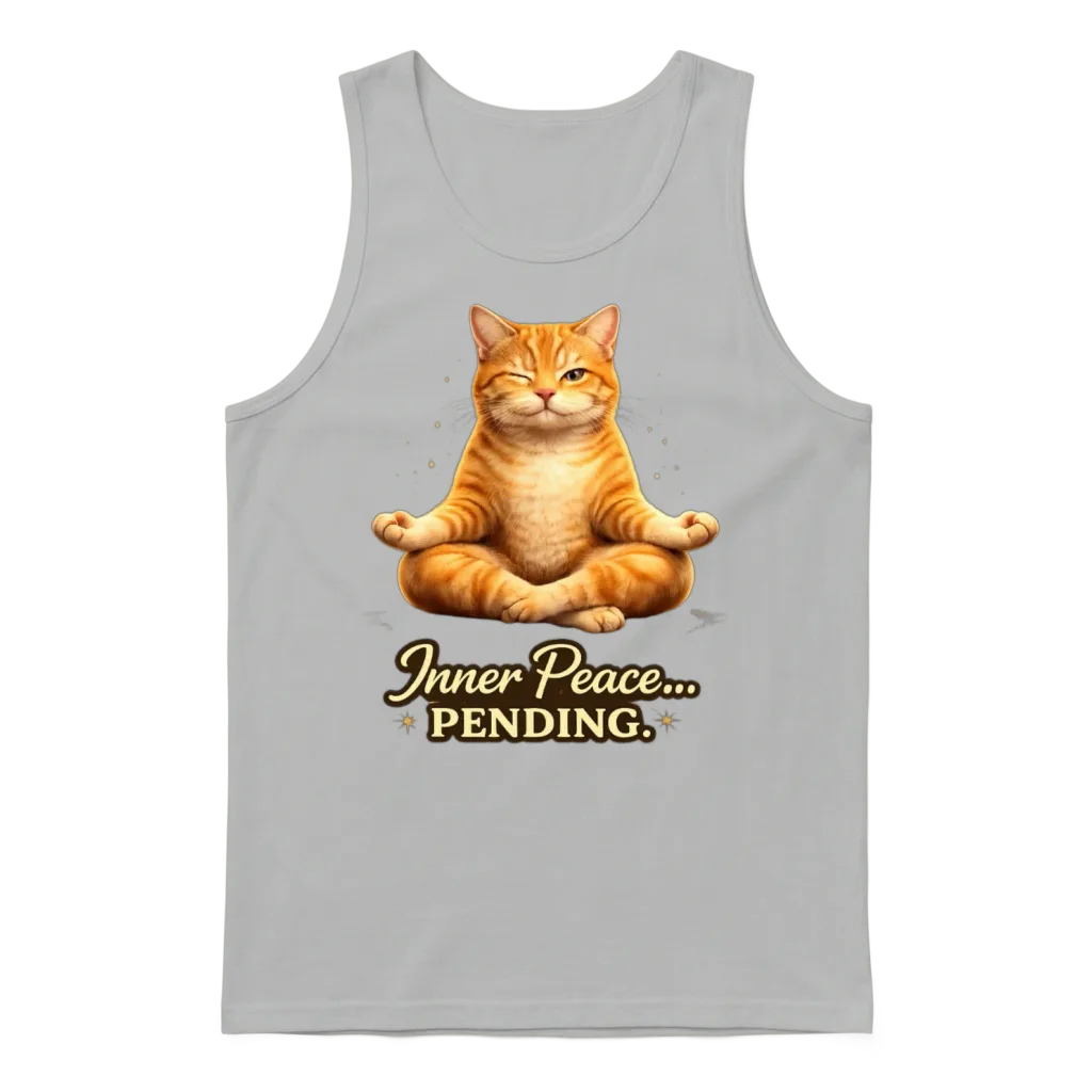Zen Cat Inner Peace Pending Lovers Unisex Tank Top - Ash