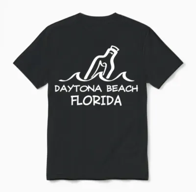 Daytona Beach Florida Message in a Bottle Souvenir Unisex T-Shirt - Black