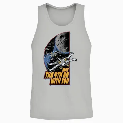 Star Wars Day May the 4th Be with You Vintage Space Battle Unisex Tank Top - Ash