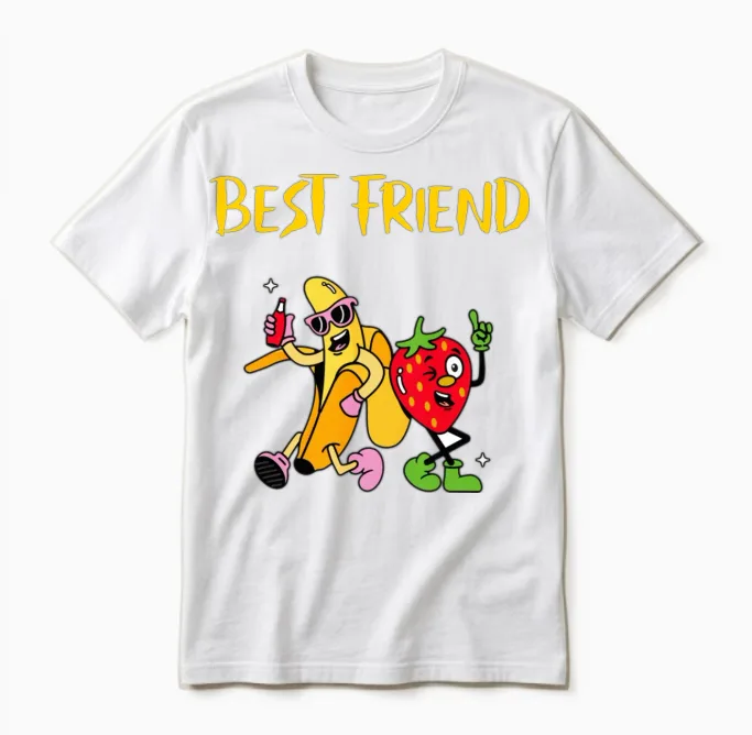 Banana Design Cartoon Unisex T-Shirt in White