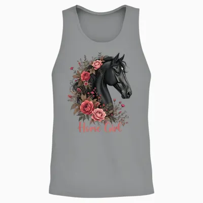 Black Horse Rappe Cute Motif Girls Stable and Riding Unisex Tank Top - Sport Grey