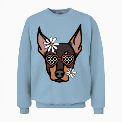 Doberman Retro Dog Unisex Sweatshirt - Light Blue
