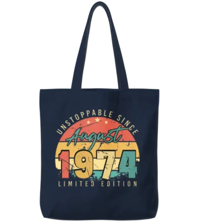 1974 August Retro Tote Bags - Navy