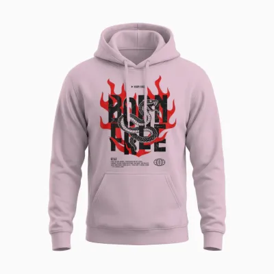 Backprint Streetwear Retro Mode Vintage Fashion Damen Herren Unisex Hoodie - Light Pink