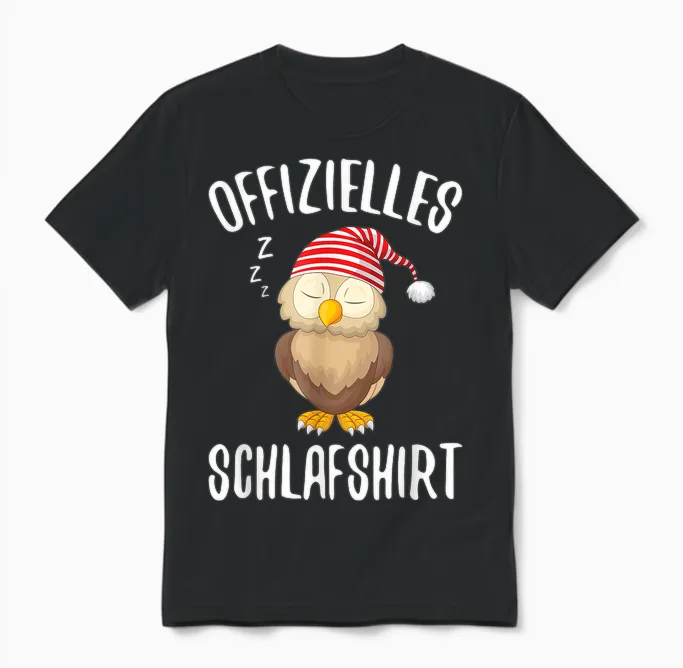 Official Sleep Shirt Owl Sleeping Saying T-Shirt, Black Unisex T-Shirt in Black