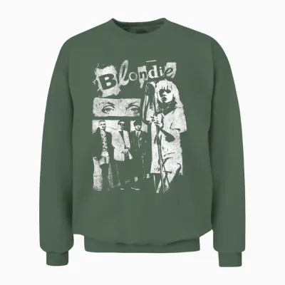 Blondie Punk Zine Collage Vintage Band Langarmshirt Unisex Sweatshirt - Military Green