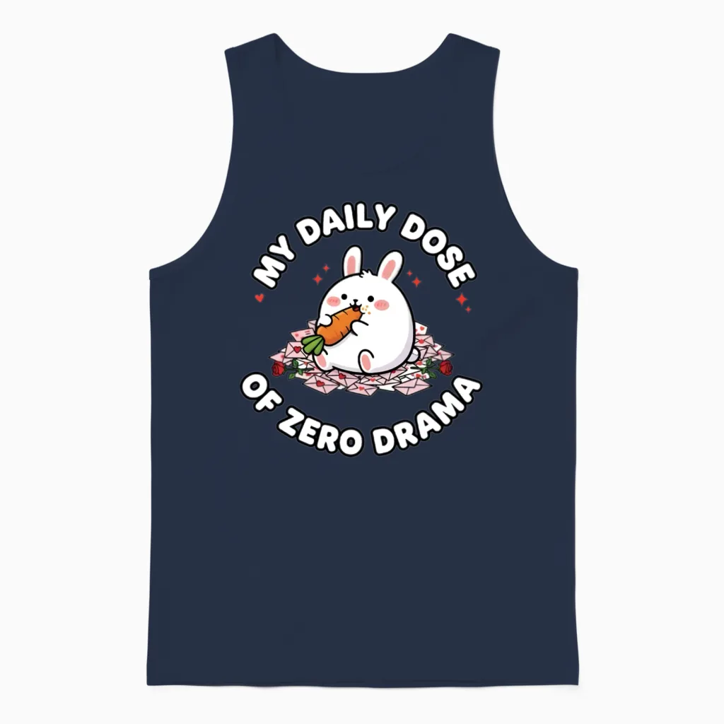 My Daily Dose of Zero Drama (funny Rabbit Edition) Unisex Tank Top in Navy