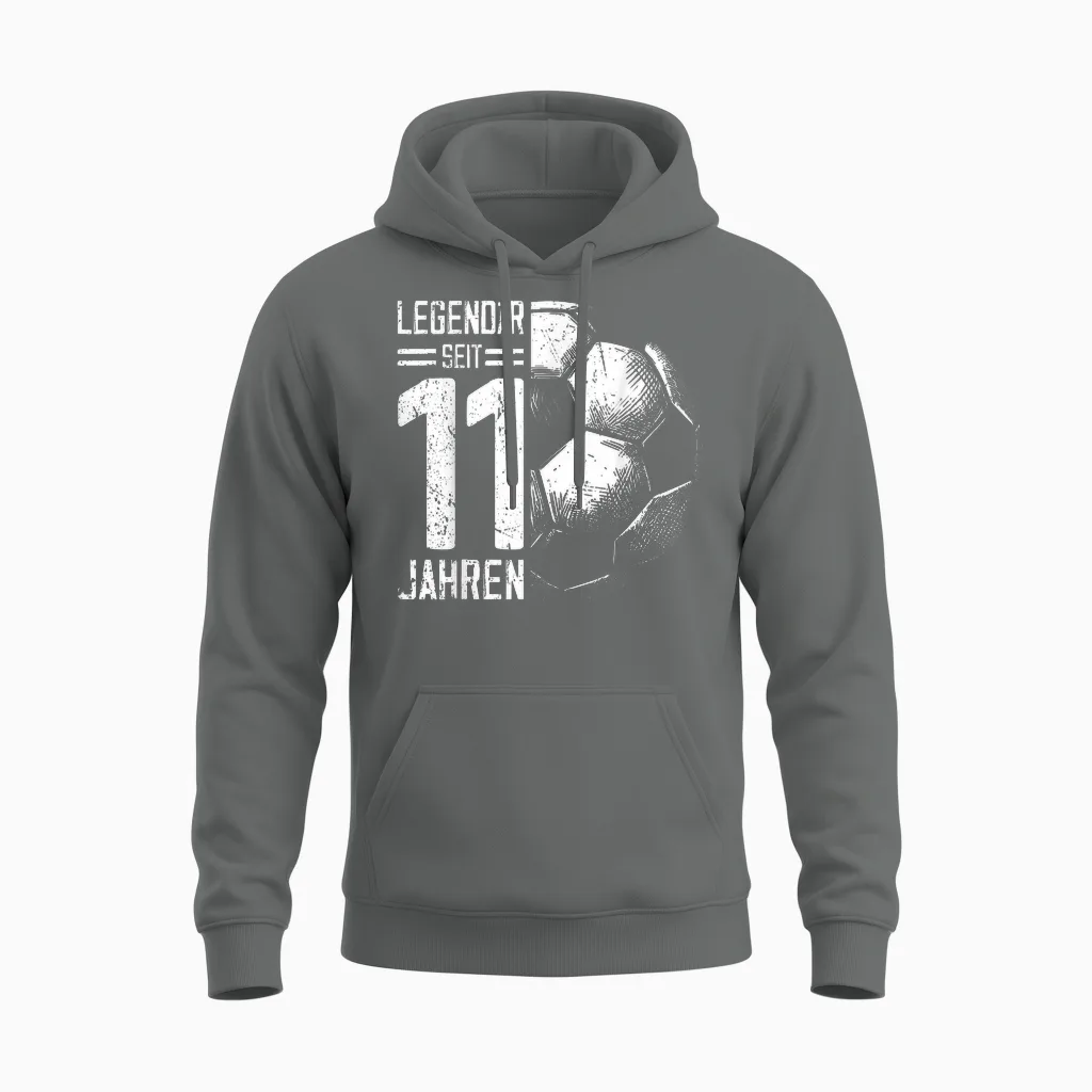 11th Birthday Retro Football Player 11 Years Boy Kids T-Shirt, Black Unisex Hoodie in Graphite Heather