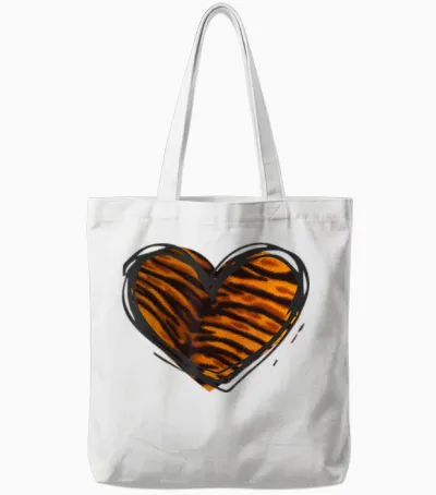 Herz-Tiger-Muster – I Love Tiger Tote Bags - White