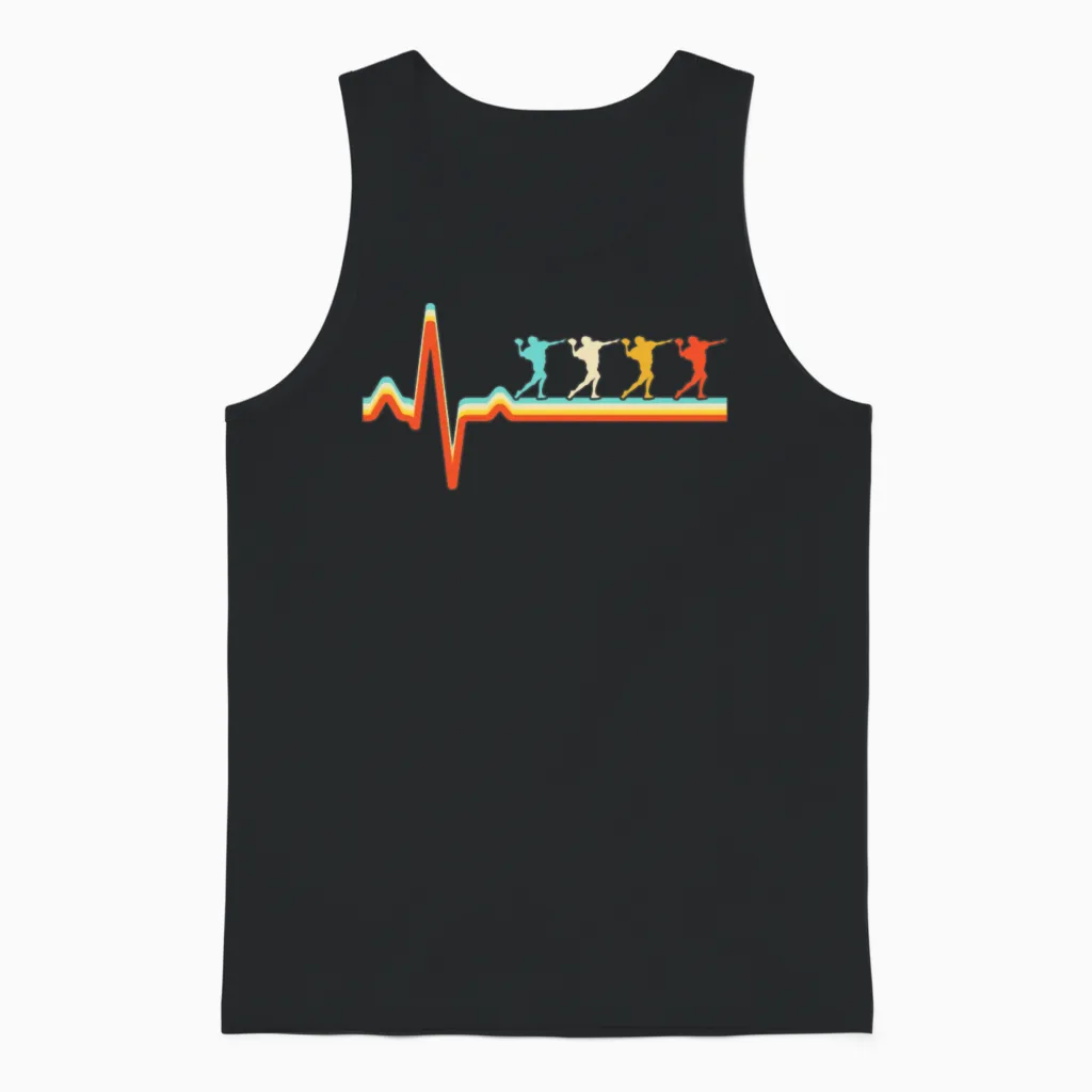 Football Retro Heartbeat Unisex Tank Top in Black