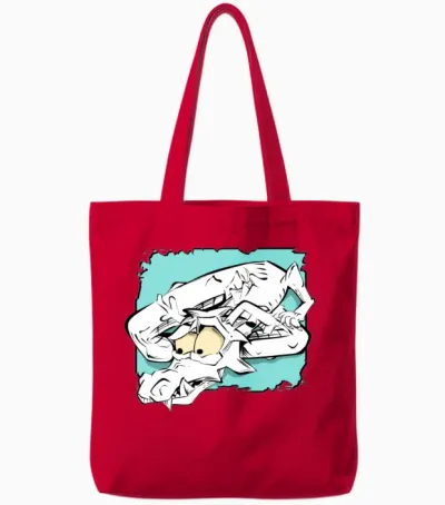 White Dragon Tote Bags - Red