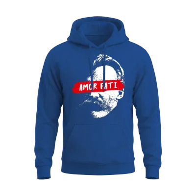 Friedrich Nietzsche with Eye Cover Amor Fati Unisex Hoodie - Royal