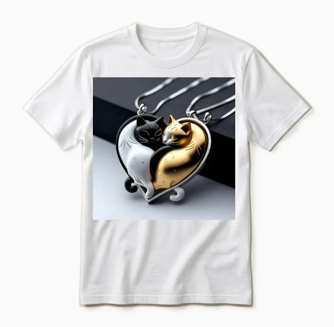 Pendentif Chat En Argent Chat Unisex T-Shirt in White