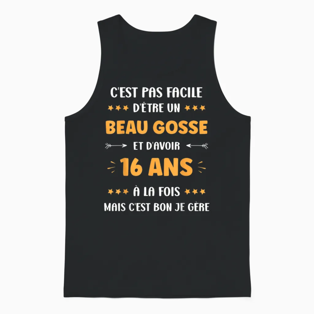 Humour Boy Teen 16 Years Old Handsome Kid Birthday 16 Years T-Shirt, Black, S Unisex Tank Top in Black