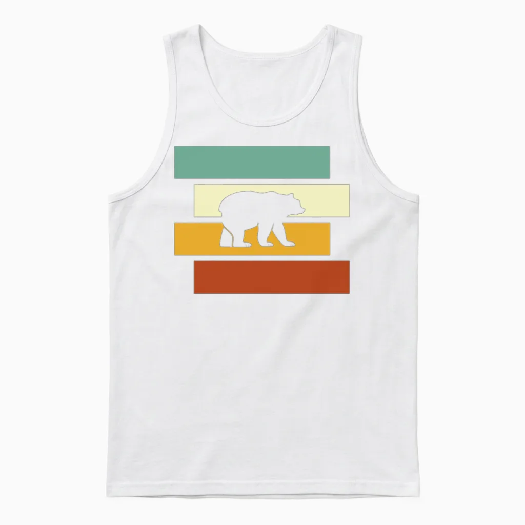 Bear Retro - Wildlife Unisex Tank Top in White