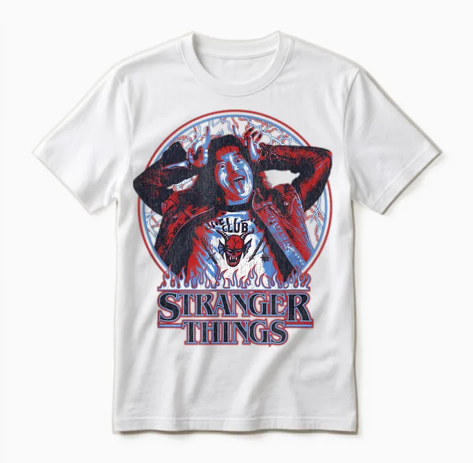 Stranger Things Eddie Munson American Colors Logo Unisex T-Shirt in White