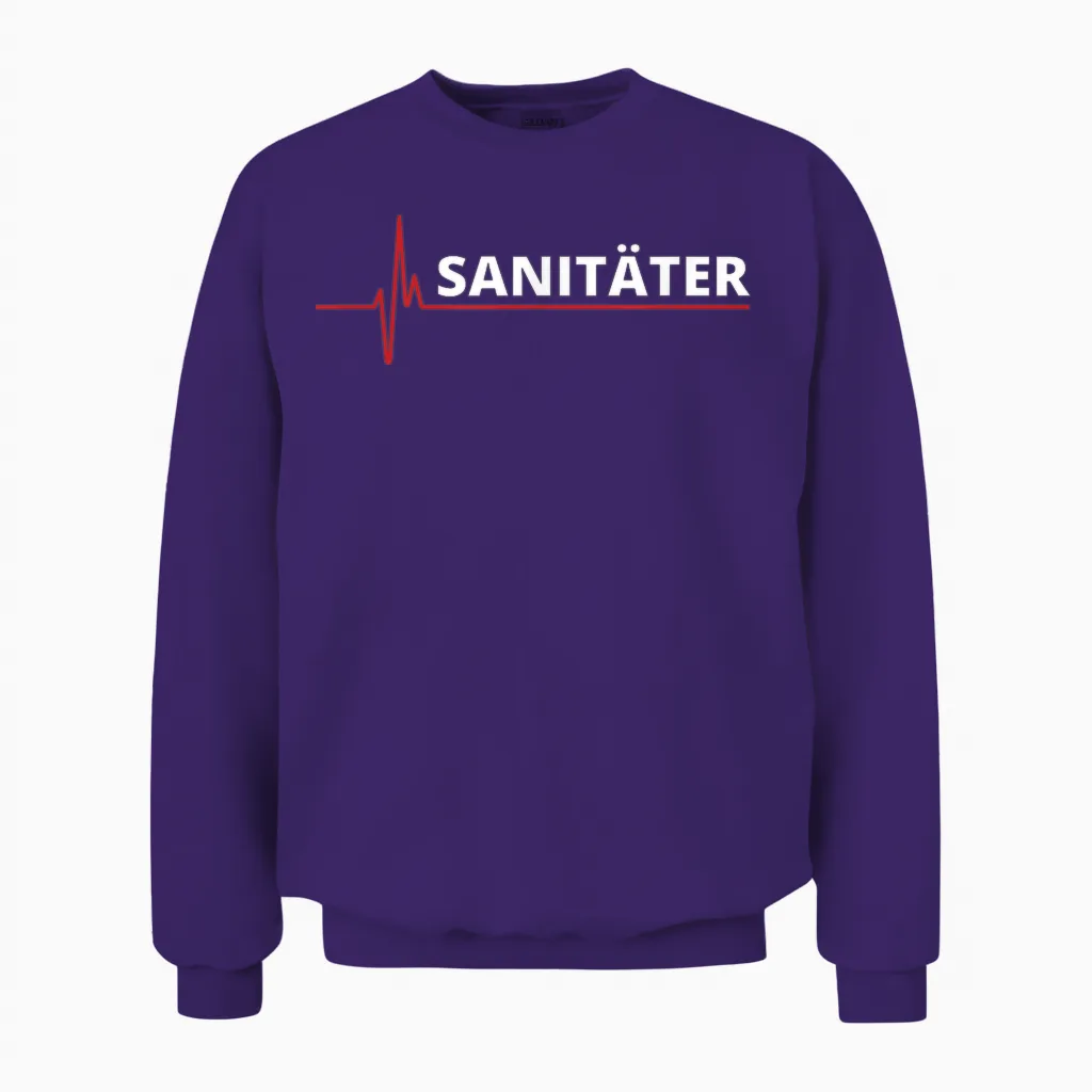 Sanitäter Ekg Herzschlag Herzlinie Cooles Sanitäter Unisex Sweatshirt in Purple