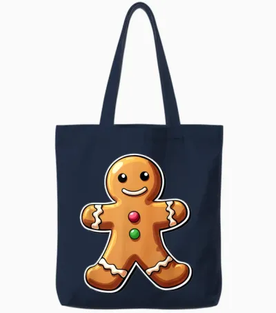 Gingerbread Christmas Women Kids Toddler Men Man Boys Tote Bags - Navy