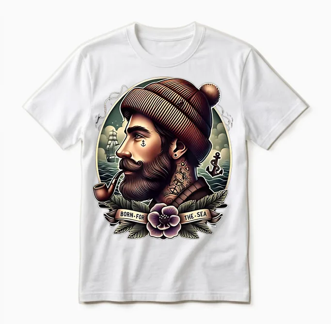 Seemann Born for the Sea Old School Tattoo Art Vintage Retro Unisex T-Shirt in White