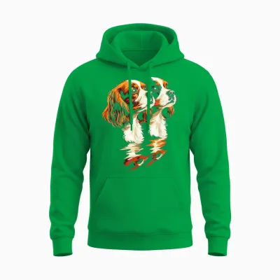 Dog Illustration Cavalier King Charles Spaniel T-Shirt, Black, S Unisex Hoodie - Irish Green