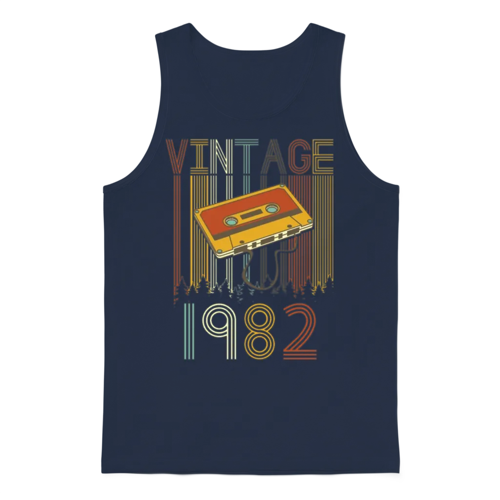 Vintage 1982 Retro Unisex Tank Top - Navy