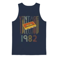 Vintage 1982 Retro Unisex Tank Top - Navy – 1