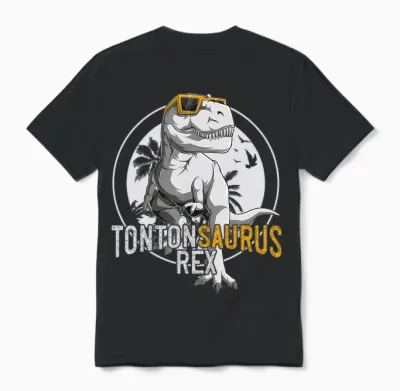 Tontonsaurus Rex Tonton Dinosaure Cadeau Oncle T-Shirt Haut De Gamme Unisex T-Shirt - Black