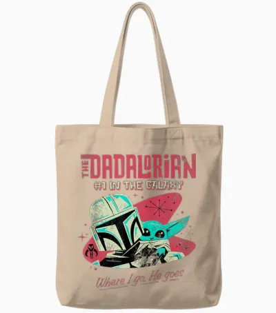 Star Wars #1 Dad Retro Dadalorian Where I Go Tote Bags - Natural