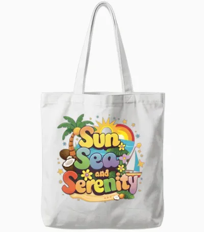 Sun Sea and Serenity Tote Bags - White