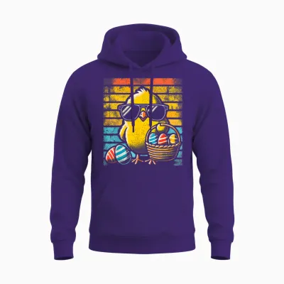 Retro Ostern Küken Männer Frauen Kinder Jungen Mädchen Lustig Ostern Unisex Hoodie - Purple