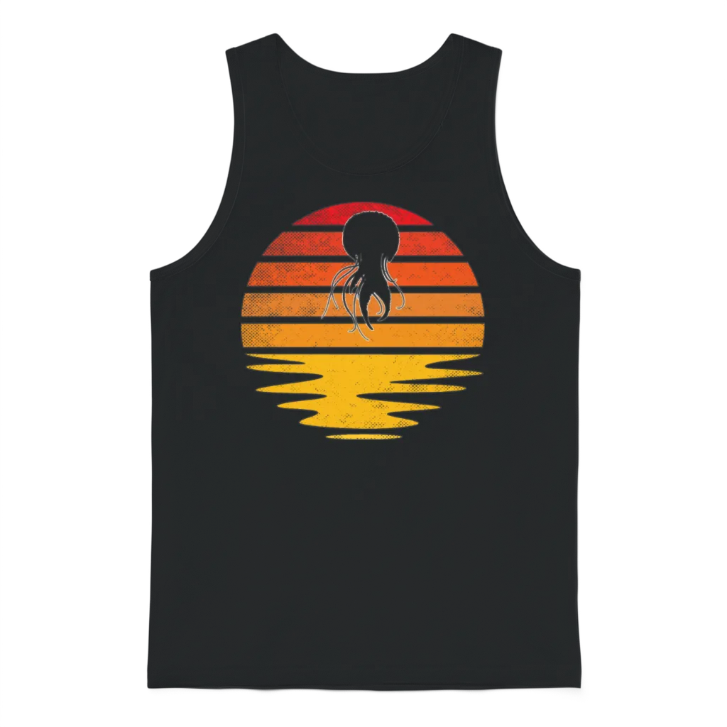 Jellyfish Retro Unisex Tank Top - Black