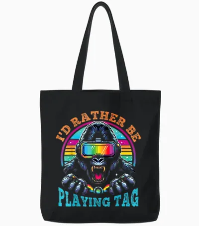 Bruh I'd Rather Be Playing Boys Adult Man Birthday Gorilla Tote Bags - Black