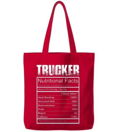 Trucker - Nutritional Facts Table of Truckers Tote Bags - Red