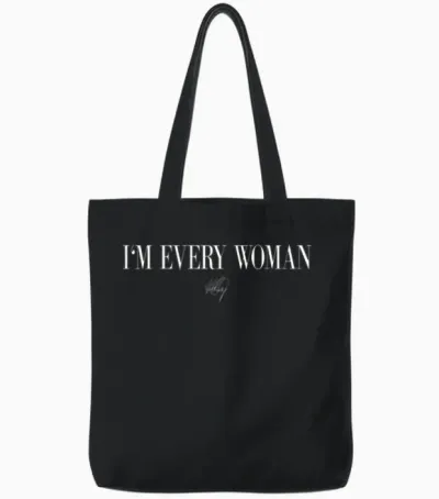 Whitney Houston I'm Every Woman White Tote Bags - Black