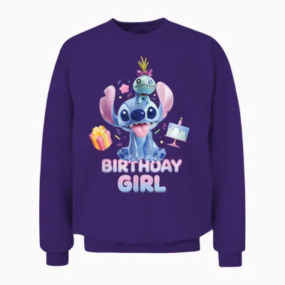 Disney Stitch & Scrump "birthday Girl" Birthday Party Unisex Sweatshirt - Purple