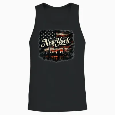 Retro New York Unisex Tank Top - Black
