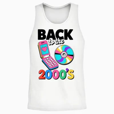 Back to the 2000s Retro Nostalgic Party Funny Unisex Tank Top - White