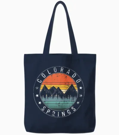 Colorado Springs Flag Shirt, Colorado Springs Tote Bags - Navy