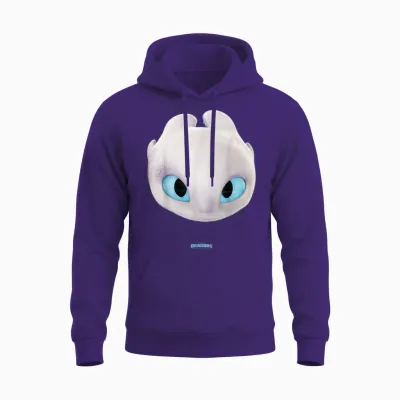 Dreamworks Dragons Light Fury Big Face Costume 3d T-Shirt, White Unisex Hoodie - Purple