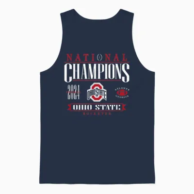 Ohio State Buckeyes National Champs 2024 Cfp Icon Black Unisex Tank Top - Navy