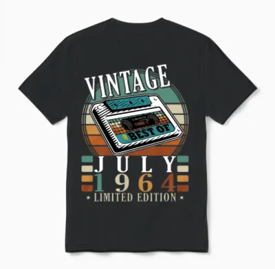 60th Birthday 60 Years July 1964 Unisex T-Shirt - Black