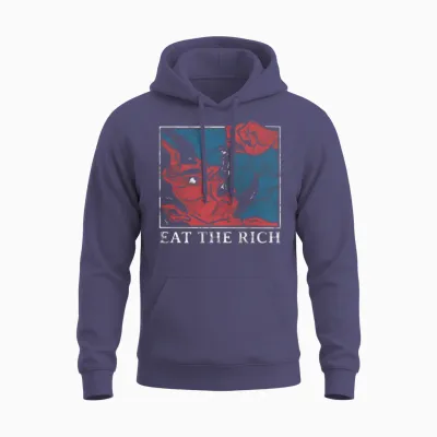 Eat the Rich Satan Devil Goth Punk Grunge Witch V Unisex Hoodie - Heather Sport Dark Navy