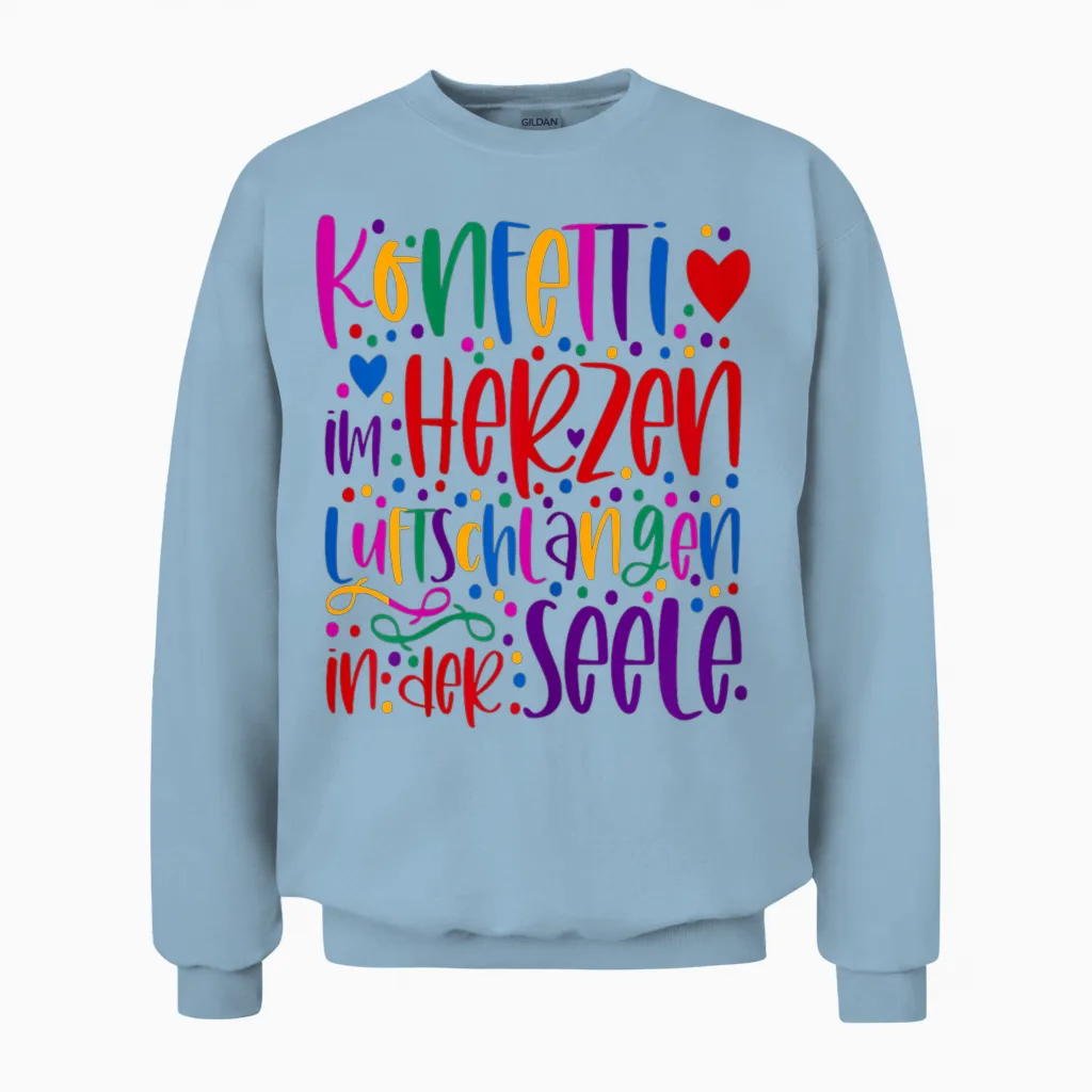 Confetti in the Heart Carnival Party Outfit Carnival Fancy Dress Unisex Sweatshirt in Light Blue