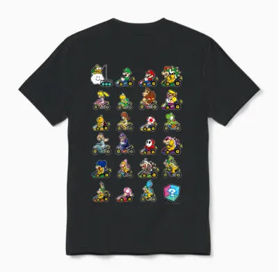 Mario Kart Character Stacks Unisex T-Shirt - Black