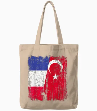 Half Flag of France Turkey Turkey Tote Bags - Natural