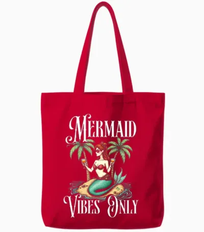 Mermaid Vibes Only Tote Bags - Red