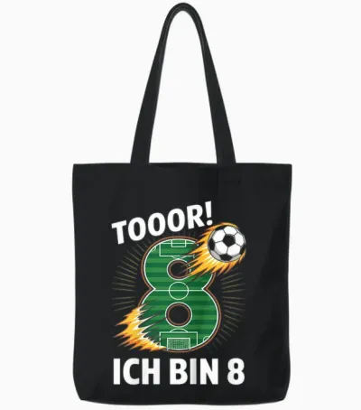 Children's Toor Ich Bin 8 8th Birthday Football Boy 8 Years Cool Tote Bags - Black