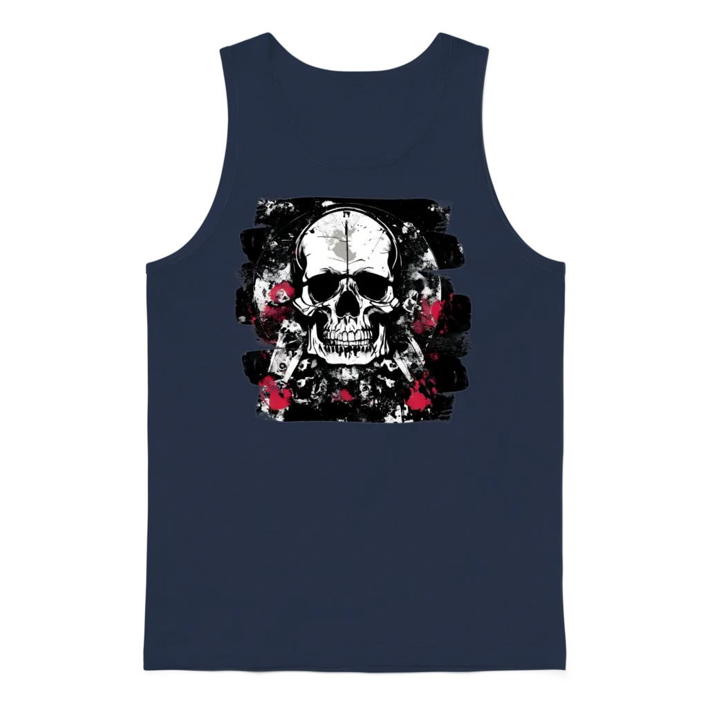 Skull Trash Polka Heavy Metal Rock Unisex Tank Top - Navy