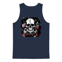 Skull Trash Polka Heavy Metal Rock Unisex Tank Top - Navy – 1
