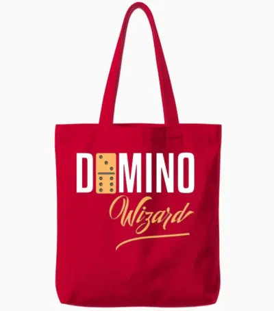 Domino Wizard Funny Dominoes Game Player Novelty Tote Bags - Red